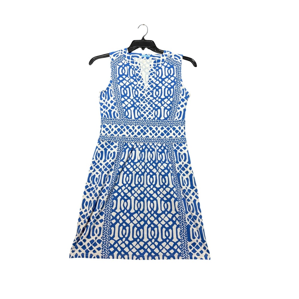 J.McLaughlin Sleeveless Sheath Dress Women Size S Blue Excellent Geometric Print